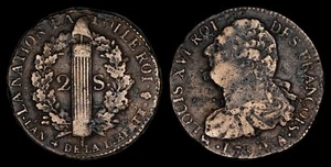 2 Sols Costituzione 1793 A/Parigi - Foto 1 di 1