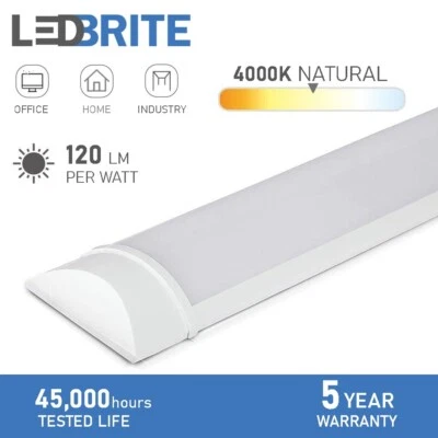 LED Batten Light 4000K White Light Fluorescent Strip Light Slim Fitting LEDBRITE - Image 1 of 4
