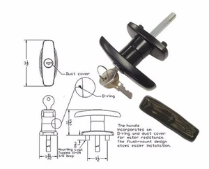 Truck Cap T-Handle for Statewide Cap Doors with Dust Cover - Clockwise - Picture 1 of 1