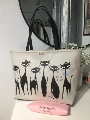 Bolso de Mano Kate Spade 🐱 🐈‍⬛ Jazz Things Up Cool Black Cat Kitty Francis PXRU 7048 Foto 1 de 4