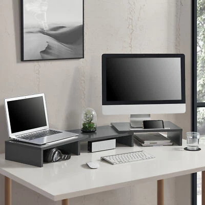 Monitorerhöhung Monitorständer Bildschirmerhöhung Tischaufsatz mit 2 Ablagen - Bild 1 von 4