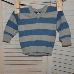 Suéter Pullover Baby Gap Niños Gris y Azul Rayas con Parches en el Codo Talla 18-24 Mo - Imagen 1 de 6