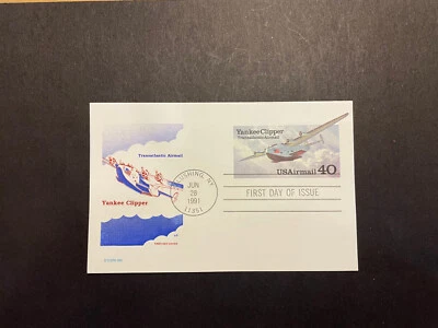 USA, Yankee Clipper Airmail, FDC 1991, #UXC25 Postal Card, 40c, Crisp! - Image 1 of 2