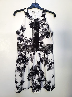Amy Byer Black and White Sleeveless Floral Dress Girls Sz  16 - Image 1 of 4