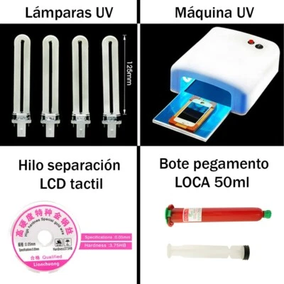 Kit Maquina UV + Pegamento Loca + Hilo  Reparación de táctiles pantallas Móviles - Imagen 1 de 4