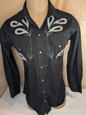 Vtg H Bar C California Ranchwear Pearl Snap Shirt 60’s Chainstitch Embroidery - Image 1 of 4