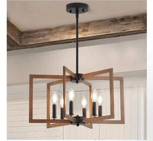 6 Light Chandelier Farmhouse Dining Room Ceiling Lamp E12 Base Open Box - Picture 1 of 5