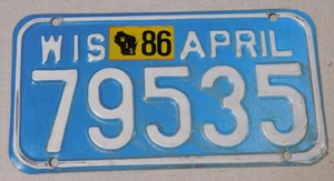 1986 Wisconsin motorcycle license plate - Picture 1 of 1