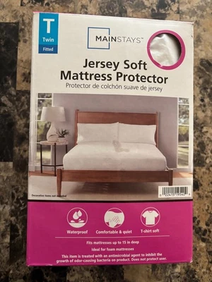 OPEN BOX 2024 Walmart Mainstays Jersey Soft Mattress Protector Twin Fitted 39x75 - Image 1 of 2