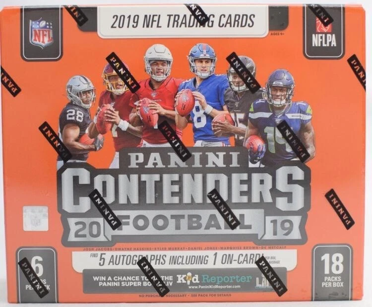 2019 Panini Contenders, NFL Hobby Box, 5 Autographs, 1 On-Card, Factory Sealed - Image 1 of 1