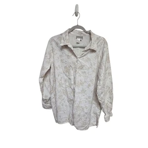 Coldwater Creek Floral Button Down Linen Blend Shirt Relaxed Fit 1X - Picture 1 of 5