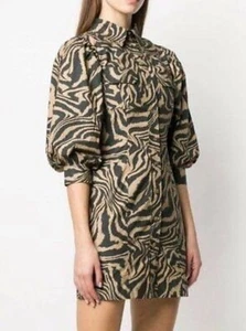 Ganni Swirl Tiger Print Mini Dress US 4 AU 8 RRP$400 - Picture 1 of 7