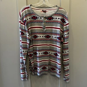 Gallo cieco stile azteco camicia grafica manica lunga donna casual grande - Foto 1 di 5