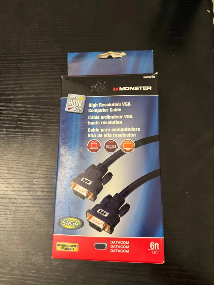Monster Cable High Resolution 6' VGA Computer Cable HD-DB15 - Image 1 of 1