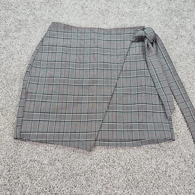 Minifalda Express a Cuadros Gris Roja Negra Blanca Corbata Cintura Envolvente Skort Talla 0 Nueva con Etiquetas Foto 1 de 4