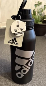 Botella de agua de acero inoxidable metálica negra plateada de 32 onzas viaje frío caliente 1L - Imagen 1 de 2
