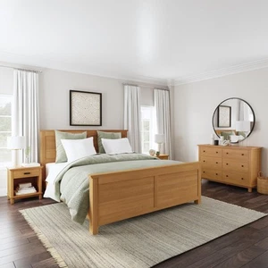 Oak Park Brown Wood King Bed, Two Nightstands and Dresser Brown 83" x 51" x 89" - Picture 1 of 5