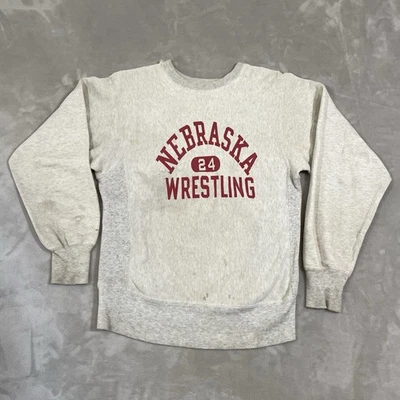 1952 Champion Reverse Weave Expansion Gusset Sweatshirt Nebraska 50s True VTG - Image 1 of 4