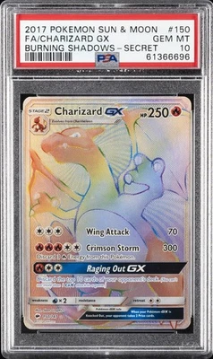 2017 POKEMON SUN & MOON BURNING SHADOWS SECRET #150 FULL ART/CHARIZARD GX PSA 10 - Image 1 of 2