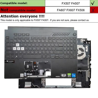 For ASUS TUF Dash 15 FA507 FX507 FX517ZM Palmrest Backlit Keyboard 90NR0951-R31 - Image 1 of 4