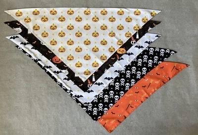 Lot Of 5 Dog Tie On Reversible Bandanas in Halloween & Spooky Patterns - Image 1 of 4