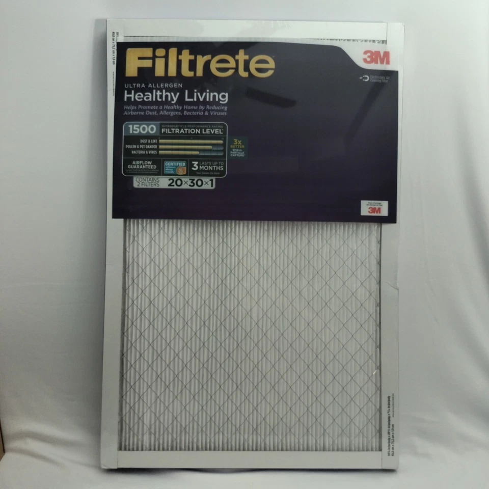 Filtro de aire electrostático Filtrete 20x30x1 MERV 12 paquete de 2 para alergias Foto 1 de 4