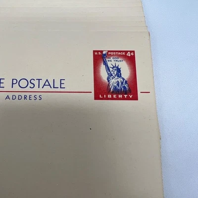 Lot of 12 US 4 Cent USA Postal Cards Postcards Unused 1956 Red Statue of Liberty - Image 1 of 3