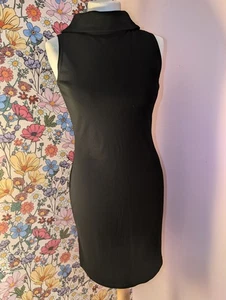 Vintage 90s Etam Little Black Mini Dress Bodycon Posh Spice Retro Clubwear 10 - Picture 1 of 5