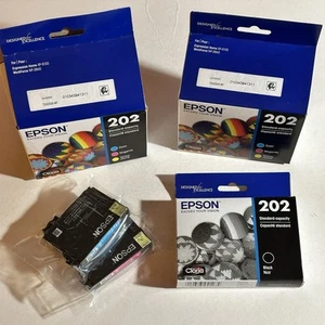 Genuine EPSON 202 Standard Capacity, 6 Printer Cartridges, NEW C-M-Y & Black - Picture 1 of 9