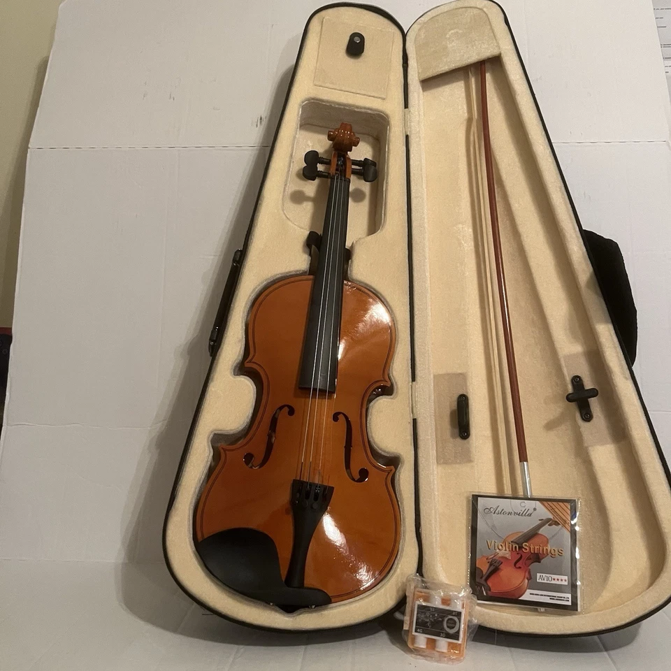 Violín Aston Villa Madera Maciza para Violín Principiante 3/4 Brillante 56cm Foto 1 de 4
