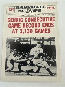 1961 NU-CARDS BASEBALL SCOOPS HIGH GRADE SET BREAK LOU GEHRIG #424 YANKEES EX-NM - Picture 1 of 15