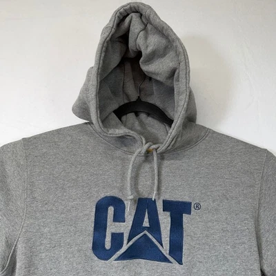 CAT Gray Hoodie Sweatshirt Mens M Caterpillar Pullover Hooded Logo - Image 1 of 4
