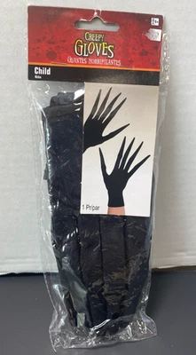 NEW Creepy Gloves Child Size Black Halloween Cosplay Costume Dress Up - Image 1 of 4
