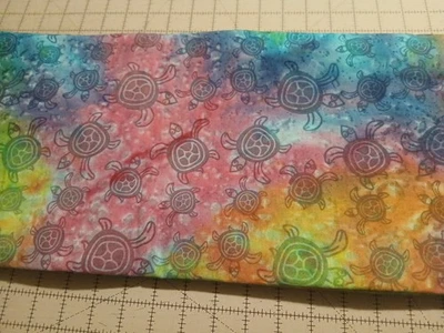 5 Yard Cut Cotton Rainbow Batik Sea Turtle Natural Animal Ocean Art - Image 1 of 3