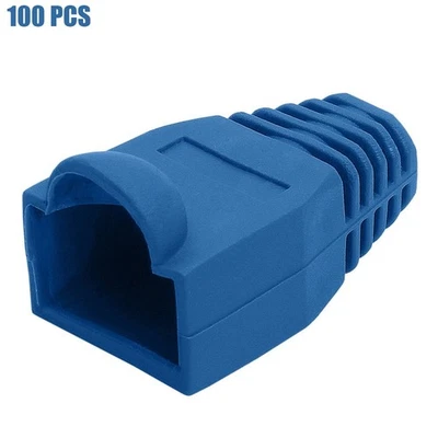 Pack of 100pcs RJ45 Connector Modular End Cap Boots Plug Ethernet Cable Blue - Image 1 of 2