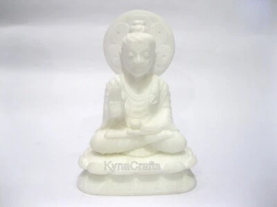 6,5 pulgadas de mármol blanco Señor Buda tallado a mano trabajo oficina mesa decoración Buda Foto 1 de 4
