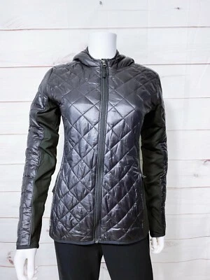 Skechers Performance Womens Quilted Hooded Jacket Size M Black Full Zip Pockets - Image 1 of 4