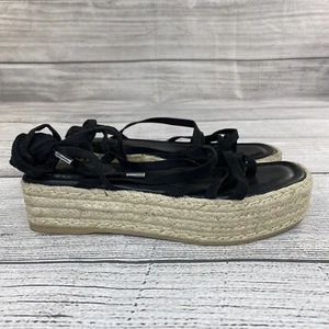 Universal Thread Donny Sandals Womens Size 8 Platform Strappy Espadrille Black - Picture 1 of 9