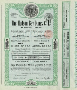 CANADA HUDSON BAY MINES COMPANY certificado de acciones/bono - Imagen 1 de 1