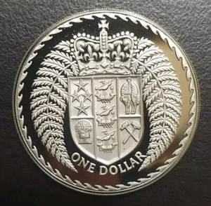 1972 New Zealand 1 Dollar Proof Coin Copper-Nickel Brilliant Uncirculated KM 38 - Picture 1 of 7