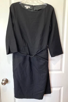 复古 True Pendleton 羊毛连衣裙女式 12 码黑色 Mad 男式经典修身 — 第 1/4 张图片