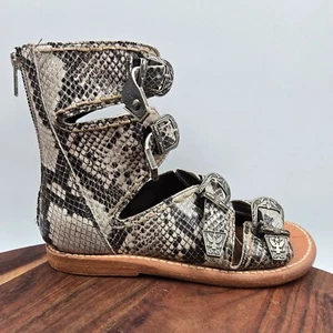 Freebird Cleopatra Sandals Women's 5 Gray Black Leather Snake Gladiator Buckle - Picture 1 of 12
