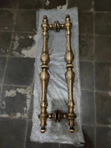 31.49" inches Pair / 2pcs Set Vintage Carved Brass Door Handle - Brass Dool Pull - Picture 1 of 5