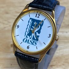 Vintage OASIS By Perfect Timing Men Gold Tone Analog Quartz Logo Watch~New Batte