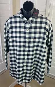Levi’s Plaid Button-Up Black/White LS Shirt - Women’s Plus Size 3X - NWT $69.50 - Picture 1 of 6