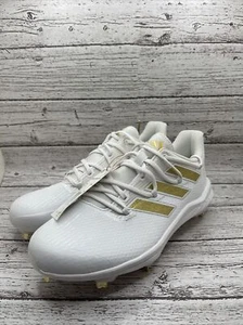 Adidas Adizero Afterburner 8 Mens Size 7 White Gold Metal Baseball Cleats H00972 - Picture 1 of 6