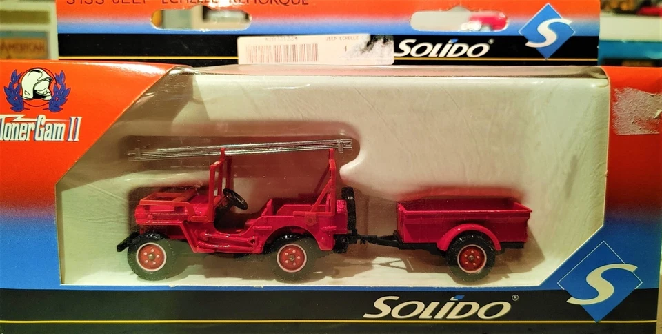 Solido 3133 Jeep Willys w/Ladder & Fire Utility Trailer - Red 1/50 Die-cast MIB - Image 1 of 1