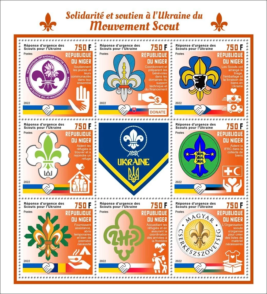 Niger Stamps 2022 MNH Scouts Emergency Response in Ukraine 8v - Image 1 of 1