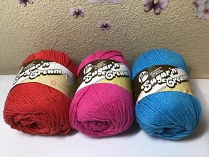 Lily Sugar 'n Cream Yarn Super Size 4oz Cotton Mixed Lot 3 Skeins Various Colors - Picture 1 of 10