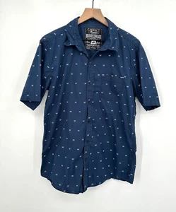 Broken Threads Button Up Shirt Men XL Navy Fish Bones Novelty Short Sleeve Pocke - Picture 1 of 7